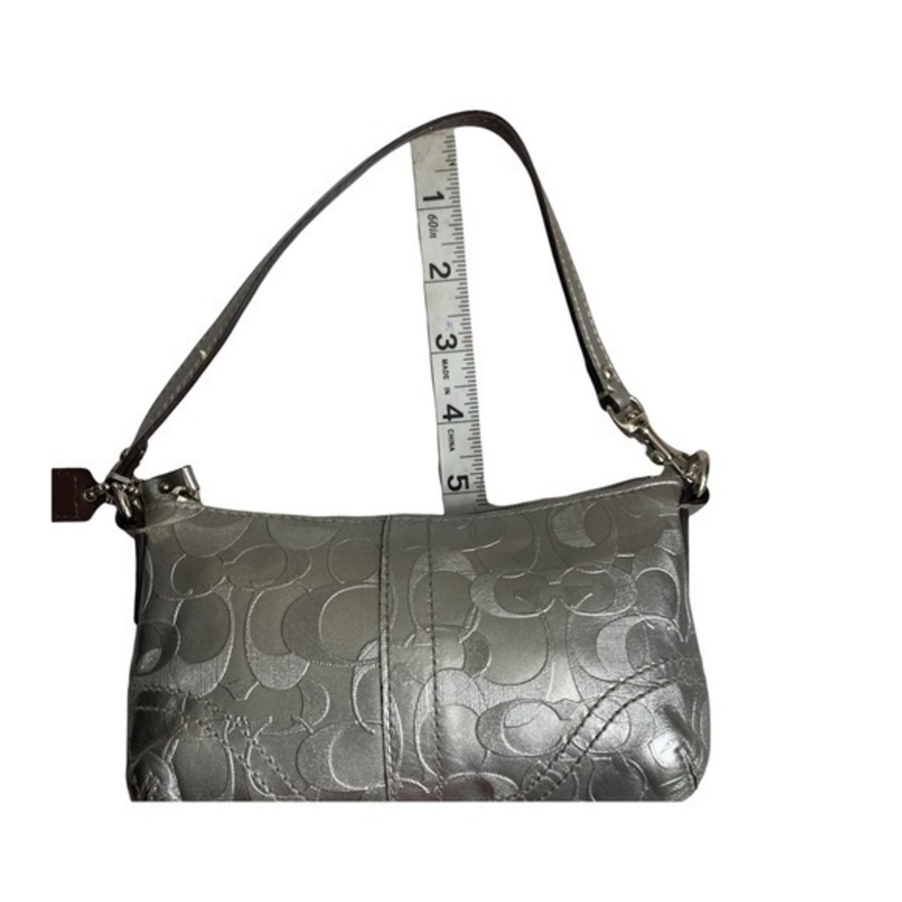 Coach vintage y2k silver leather debossed optic c mini bag or wristlet - Picture 2 of 12